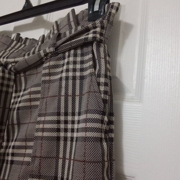 Plaid Shorts Size Large Paperbag Waist Front Pockets Transitional - Picture 5 of 8